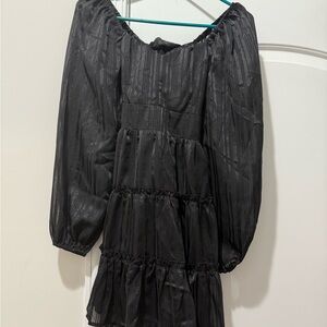 Altar'd State Black Dress with White Label Detail